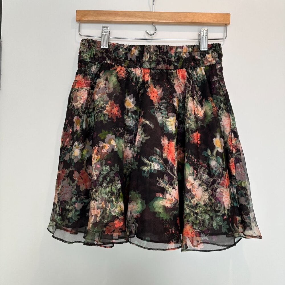 Alice + Olivia Dionne Floral Print Silk Mini Skirt, S, NWT